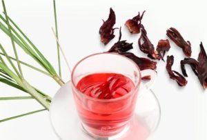 cha de hibisco com capim cidreira